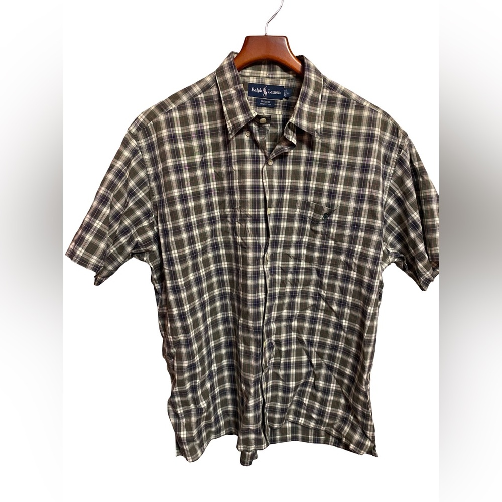 Ralph Lauren Greggor Men’s Short Sleeve Multicolored‎ Plaid Size Large